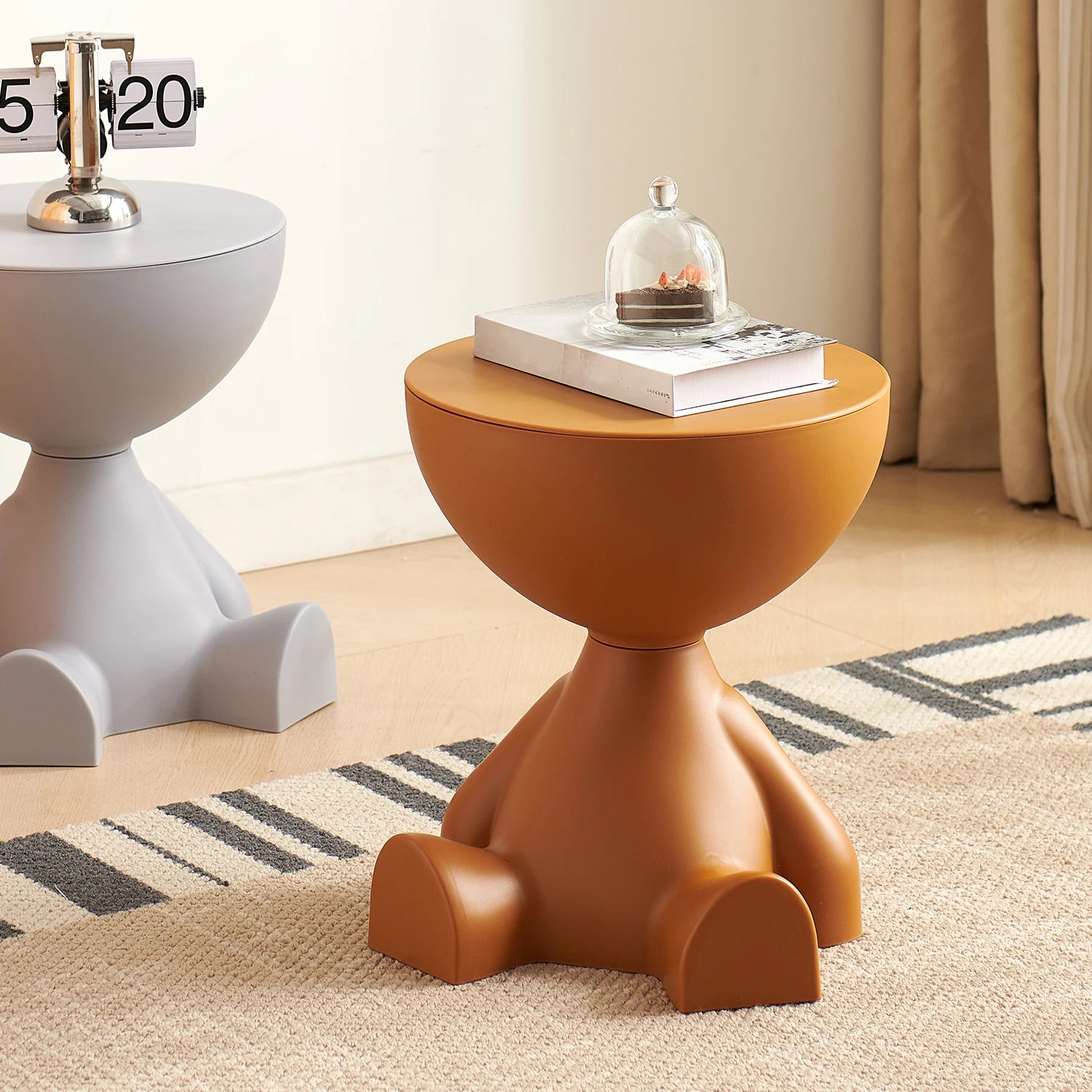 Round Matte Side Table with Hidden Storage – view 10, modern home furniture